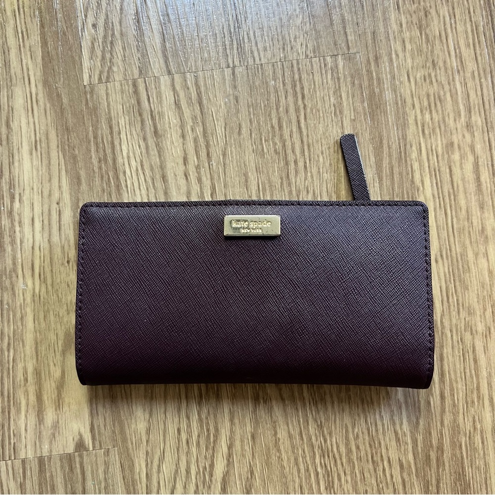Kate Spade Plum Saffiano Leather Zip Wallet